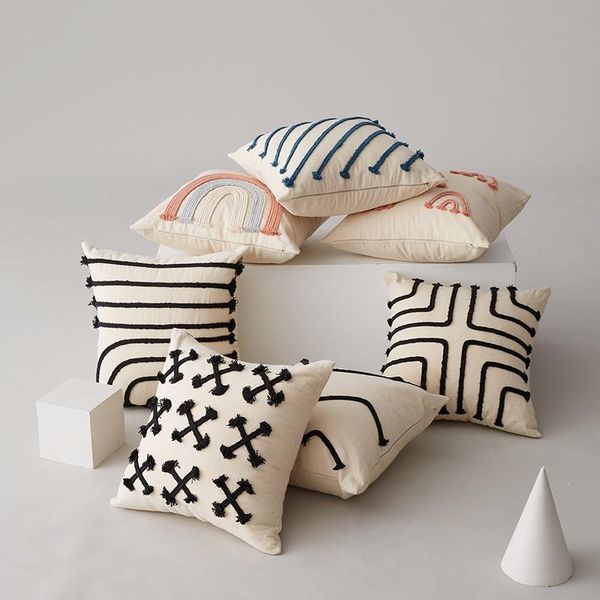 cushion/decorative pillow home decoration rainbow cushion cover black stripe rope embroidery pink 45x45cm for living room bed
cushion/decorative pillow home decoration rainbow cushion cover black stripe rope embroidery pink 45x45cm for living room bed