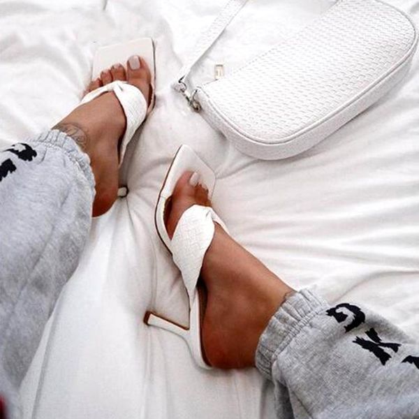 women summer slippers flip flops fashion braided square toe laies heel mules thin high heels cwf, Black
women summer slippers flip flops fashion braided square toe laies heel mules thin high heels cwf, Black