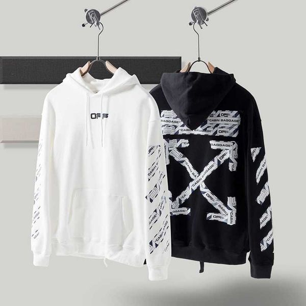 hoodiesoff ow white airport tape cordon pullover hooded sweater arrow print couple men's and women's coats, Black
hoodiesoff ow white airport tape cordon pullover hooded sweater arrow print couple men's and women's coats, Black