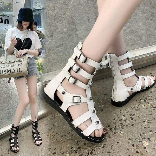 high sandals european and american hollow out middle tube open toe cross strap women's summer flat botto, Black
high sandals european and american hollow out middle tube open toe cross strap women's summer flat botto, Black