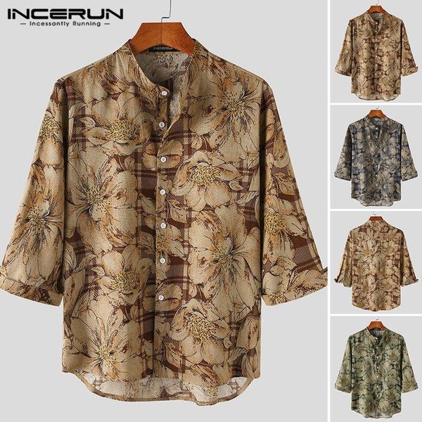 man casual cotton shirts masculina incerun mens printed 3/4 sleeve stand collar blouse vintage buttons camisa plus size men's, White;black
man casual cotton shirts masculina incerun mens printed 3/4 sleeve stand collar blouse vintage buttons camisa plus size men's, White;black