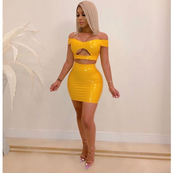 two piece dress pu leather set women off shoulder 2 crop and bodycon skirt party summer matching sets club outfits, White
two piece dress pu leather set women off shoulder 2 crop and bodycon skirt party summer matching sets club outfits, White