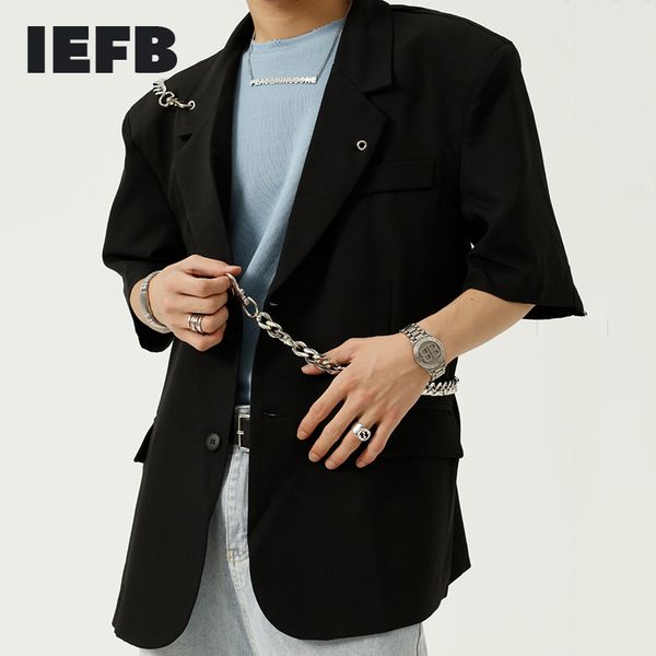 iefb men's clothing black summer blazers personality chain design suit jacket men's short sleeve coat korean 9y7444 210524, White;black
iefb men's clothing black summer blazers personality chain design suit jacket men's short sleeve coat korean 9y7444 210524, White;black