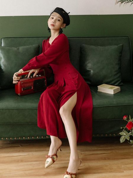 casual dresses wine red women dress autumn fashion retro party split beading long slim pleated bottoming, Black;gray
casual dresses wine red women dress autumn fashion retro party split beading long slim pleated bottoming, Black;gray