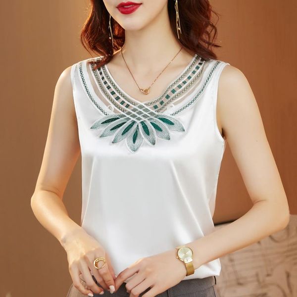 women's tanks & camis elegant embroidery mesh patchwork satin solid color sleeveless women summer slim tank female v-neck t-shirt camis, White
women's tanks & camis elegant embroidery mesh patchwork satin solid color sleeveless women summer slim tank female v-neck t-shirt camis, White