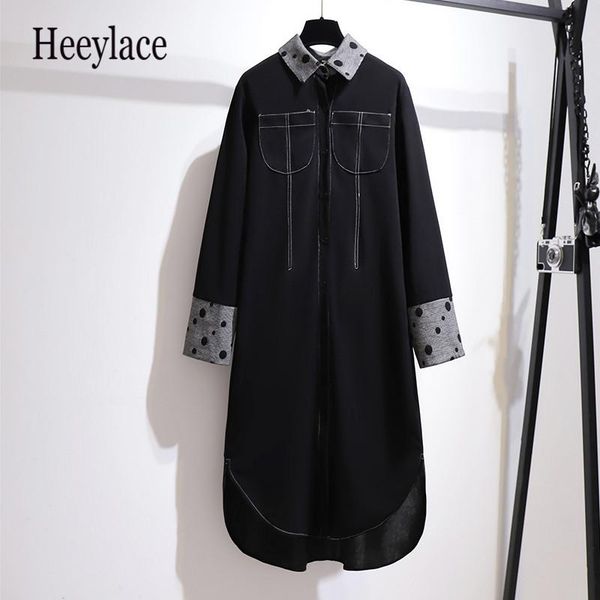 plus size office ladies long sleeve turn down collar irregular dresses women polka patchwork streetwear black maxi casual, Black;gray
plus size office ladies long sleeve turn down collar irregular dresses women polka patchwork streetwear black maxi casual, Black;gray