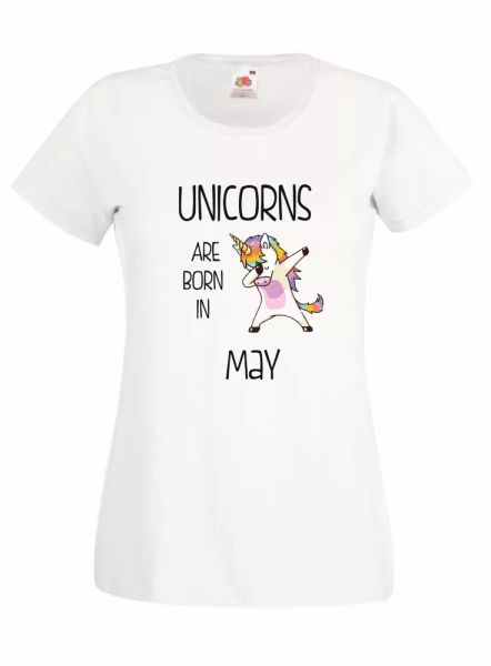 t-shirt shirt women j2076 pageant are born in may unicorn birthday, White;black 
t-shirt shirt women j2076 pageant are born in may unicorn birthday, White;black