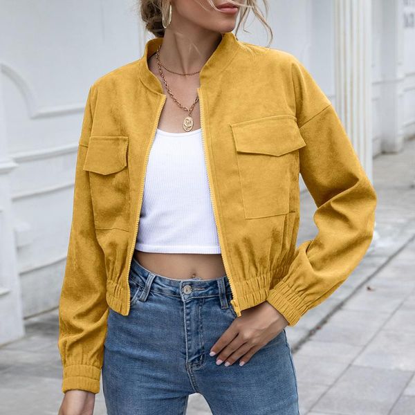 women's jackets autumn and winter casual short pure color zipper coat jacket women, Black;brown
women's jackets autumn and winter casual short pure color zipper coat jacket women, Black;brown