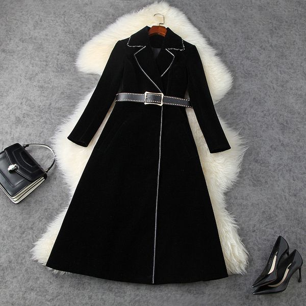 women's wool & blends fall winter long sleeve notched-lapel black pure color velour belted panelled mid-calf coat elegant outwear coats
women's wool & blends fall winter long sleeve notched-lapel black pure color velour belted panelled mid-calf coat elegant outwear coats