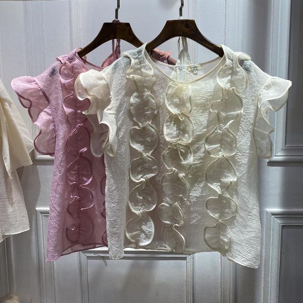 women's blouses & shirts ear lace sleeve blouse 2021 summer elegant beaded petel two piece top, White
women's blouses & shirts ear lace sleeve blouse 2021 summer elegant beaded petel two piece top, White