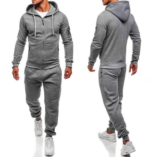men's tracksuits spring and autumn fashion sports suit solid color casual zipper cardigan youth hoodie sportswear, Gray
men's tracksuits spring and autumn fashion sports suit solid color casual zipper cardigan youth hoodie sportswear, Gray