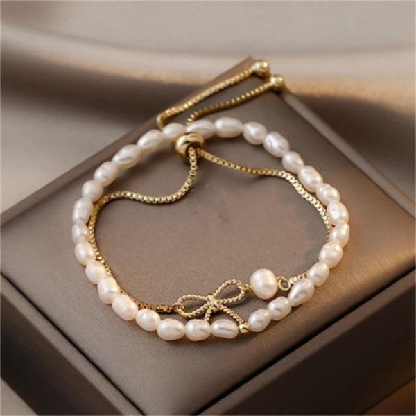 link, chain baroque natural pearl two piece bowknot gold bracelets for woman korean fashion jewelry party girl's elegant set wholesale, Black
link, chain baroque natural pearl two piece bowknot gold bracelets for woman korean fashion jewelry party girl's elegant set wholesale, Black