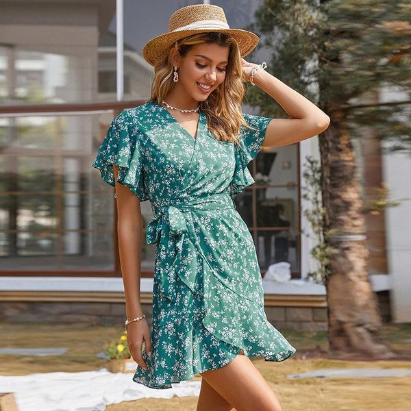 women dress 2021 new floral printed summer butterfly sleeve v-neck ruffled a-line dresses for female holidays dresse, Black;gray
women dress 2021 new floral printed summer butterfly sleeve v-neck ruffled a-line dresses for female holidays dresse, Black;gray