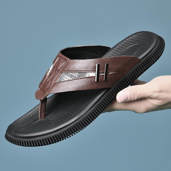summer men's flip flops breathable cool beach slides outdoor genuine leather men slippers fashion soft light sandals, Black
summer men's flip flops breathable cool beach slides outdoor genuine leather men slippers fashion soft light sandals, Black