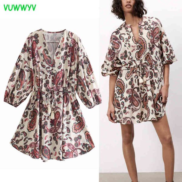 summer fashion paisley print mini dress women chic outing going woman half sleeve elastic waist front tie vestidos 210430, Black;gray
summer fashion paisley print mini dress women chic outing going woman half sleeve elastic waist front tie vestidos 210430, Black;gray