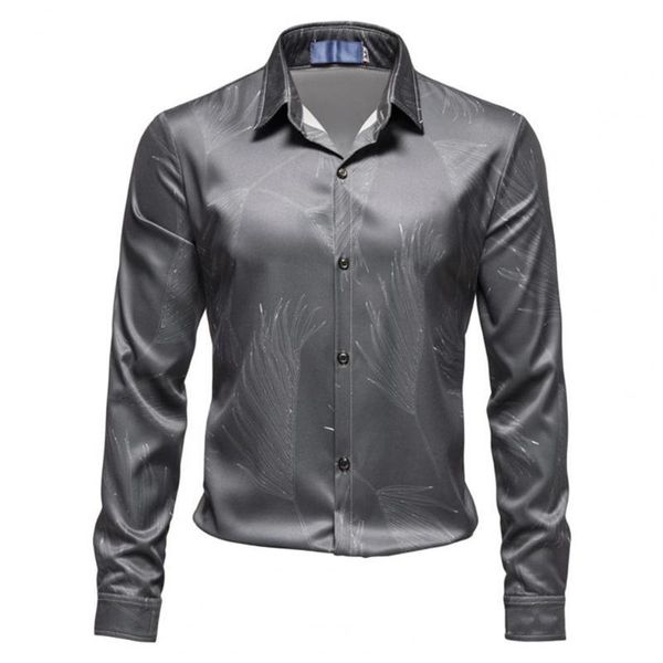 men's casual shirts men shirt feather print turn-down collar single-breasted business clothing all match spring handsome long sleeve fo, White;black
men's casual shirts men shirt feather print turn-down collar single-breasted business clothing all match spring handsome long sleeve fo, White;black