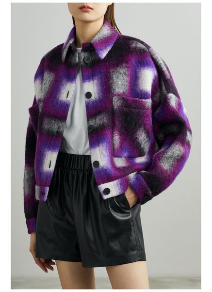 women's jackets women coats 2021 fall french check wool blended workwear short jacket, Black;brown
women's jackets women coats 2021 fall french check wool blended workwear short jacket, Black;brown