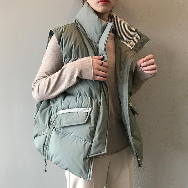 women's vests windproof women down vest jackets warm stripe thicken winter female sleeveless coats waistcoat outware ladies short, Black;white
women's vests windproof women down vest jackets warm stripe thicken winter female sleeveless coats waistcoat outware ladies short, Black;white