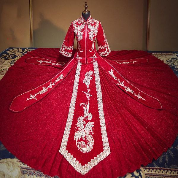 exquisit embroidery bride wedding dress retro qipao chinese cheongsam the toast clothing size xs-2xl ethnic, Red
exquisit embroidery bride wedding dress retro qipao chinese cheongsam the toast clothing size xs-2xl ethnic, Red