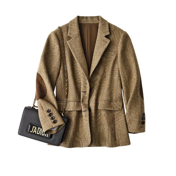 women's suits & blazers shuchan 50% wool winter blazer women warm distressed vintage plaid suit fall jacket for full sleeve, White;black
women's suits & blazers shuchan 50% wool winter blazer women warm distressed vintage plaid suit fall jacket for full sleeve, White;black