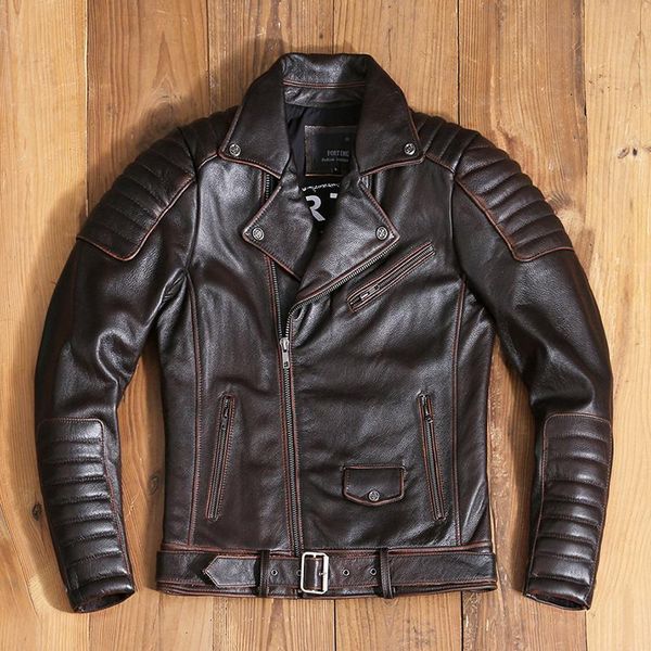 men's leather & faux classical genuine jacket motorcycle jackets men's 100% natural calf skin brown coat slim motor clothes plus si, Black
men's leather & faux classical genuine jacket motorcycle jackets men's 100% natural calf skin brown coat slim motor clothes plus si, Black