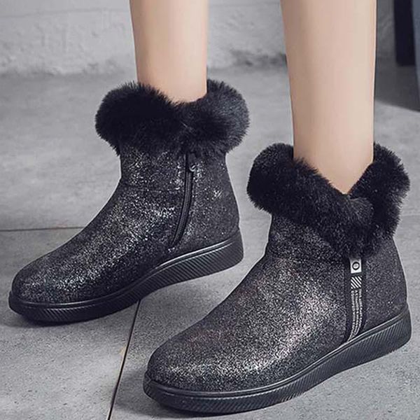 boots winter women's retro style bling woman ankle zipper female shoes warm comfortable botas mujer, Black
boots winter women's retro style bling woman ankle zipper female shoes warm comfortable botas mujer, Black