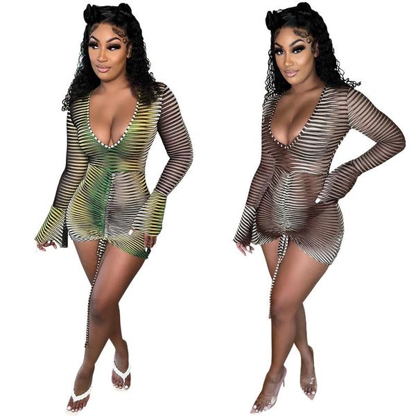 casual dresses night club deep v neck long flare sleeve striped dress women drawstring skinny elastic vestidos 2021 package party, Black;gray
casual dresses night club deep v neck long flare sleeve striped dress women drawstring skinny elastic vestidos 2021 package party, Black;gray
