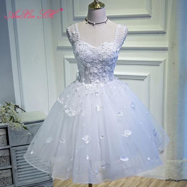party dresses anxin sh korean version bride flower lace short evening princess illusion white leaf little dress, White;black 
party dresses anxin sh korean version bride flower lace short evening princess illusion white leaf little dress, White;black