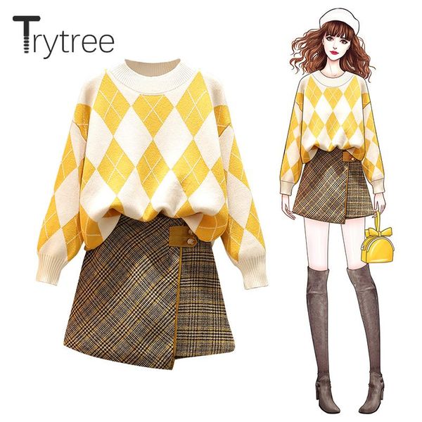 two piece dress trytree 2021 autumn winter set casual o-neck plaid loose + skirt button fashion mini office lady 2, White
two piece dress trytree 2021 autumn winter set casual o-neck plaid loose + skirt button fashion mini office lady 2, White