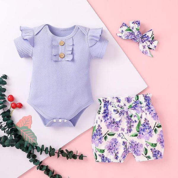 clothing sets infant baby girl clothes set short sleeve romper + shorts bow headband flower print ruffle decoration, White
clothing sets infant baby girl clothes set short sleeve romper + shorts bow headband flower print ruffle decoration, White
