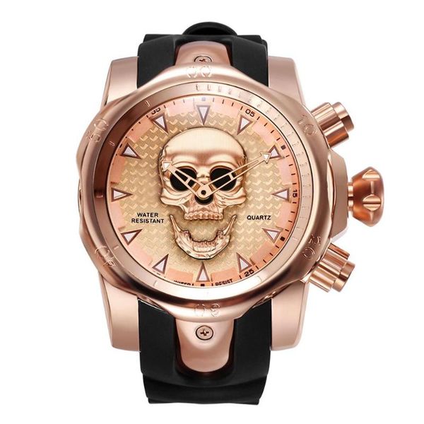 wristwatches skull watch men big dial 3d rotating mens watches silicone strap climbing sport gift for relogio masculino, Slivery;brown
wristwatches skull watch men big dial 3d rotating mens watches silicone strap climbing sport gift for relogio masculino, Slivery;brown