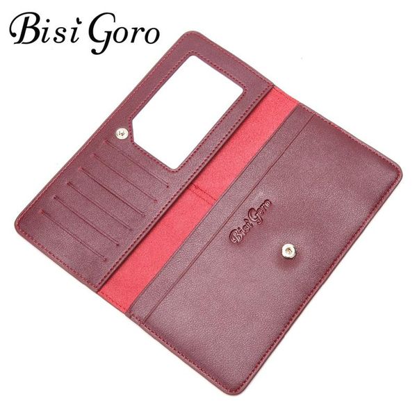wallets bisi goro 2021 female purses fashion women cowhide leather long design casual ladies purse card holder, Red;black 
wallets bisi goro 2021 female purses fashion women cowhide leather long design casual ladies purse card holder, Red;black