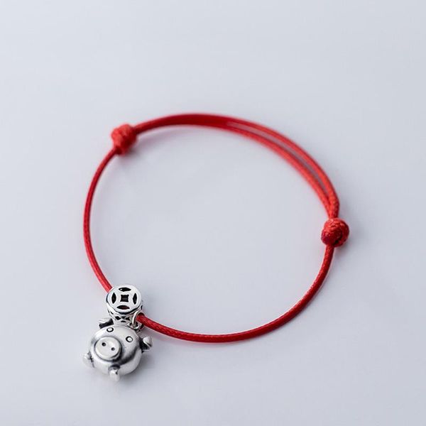 link, chain la maxza 925 sterling silver fashion classic pig charm red rope bracelets thread line string jewelry for women, Black
link, chain la maxza 925 sterling silver fashion classic pig charm red rope bracelets thread line string jewelry for women, Black