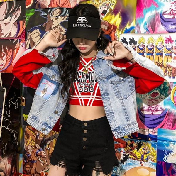 women's jackets sexemara fashion the contrast color printing loose short paragraph denim jacket, Black;brown
women's jackets sexemara fashion the contrast color printing loose short paragraph denim jacket, Black;brown