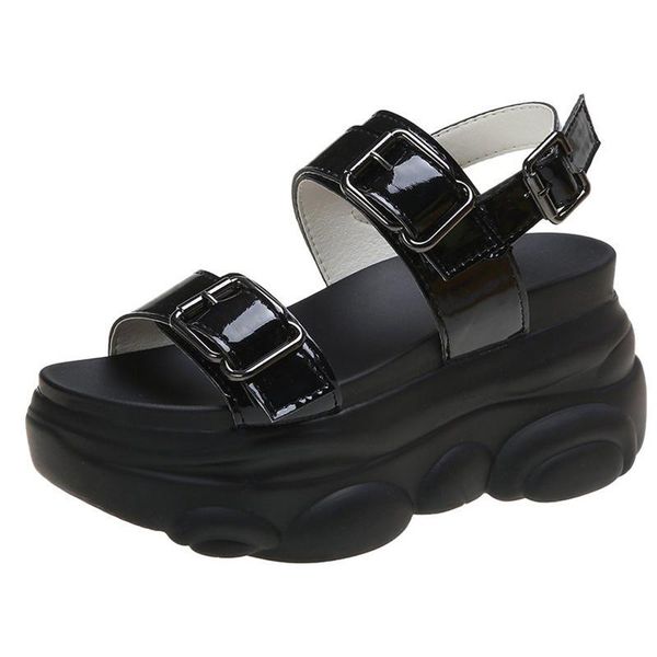 platform wedges high heels creepers sandals summer open toe buckle strap shoes woman two runway chunky dress, Black
platform wedges high heels creepers sandals summer open toe buckle strap shoes woman two runway chunky dress, Black
