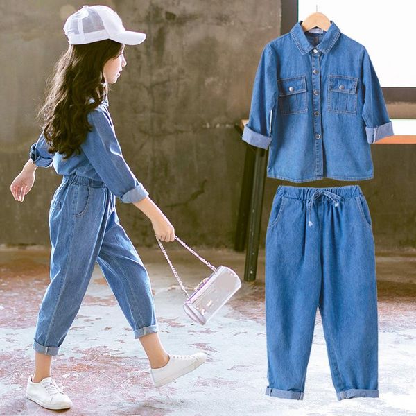 girls' suit 2021 autumn clothes korean children's lapel pocket denim cardigan+ nine-point pants 2pcs 3-14y clothing sets, White
girls' suit 2021 autumn clothes korean children's lapel pocket denim cardigan+ nine-point pants 2pcs 3-14y clothing sets, White