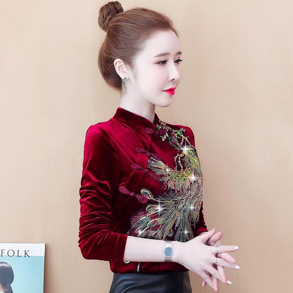 lucyever phoenix embroidery velour shirts women single breasted solid plus size clothing for lady chinese style vintage women's blouse, White
lucyever phoenix embroidery velour shirts women single breasted solid plus size clothing for lady chinese style vintage women's blouse, White