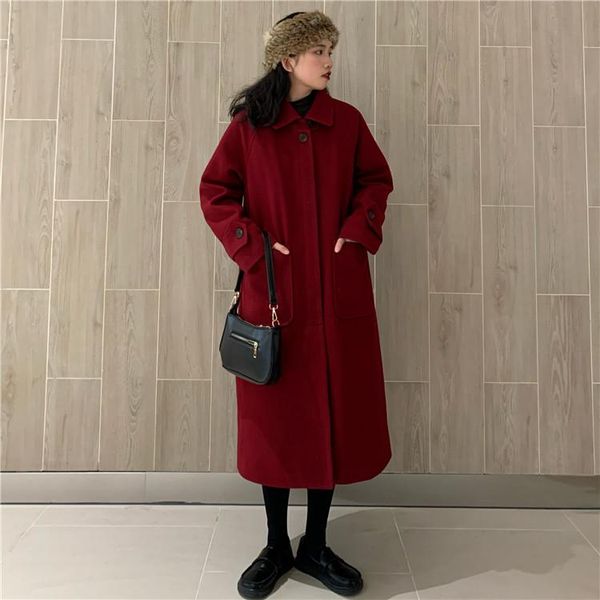 women's wool & blends retro red medium long tweed coat woman winter coats and jackets abrigos mujer invierno 2021 for women, Black
women's wool & blends retro red medium long tweed coat woman winter coats and jackets abrigos mujer invierno 2021 for women, Black