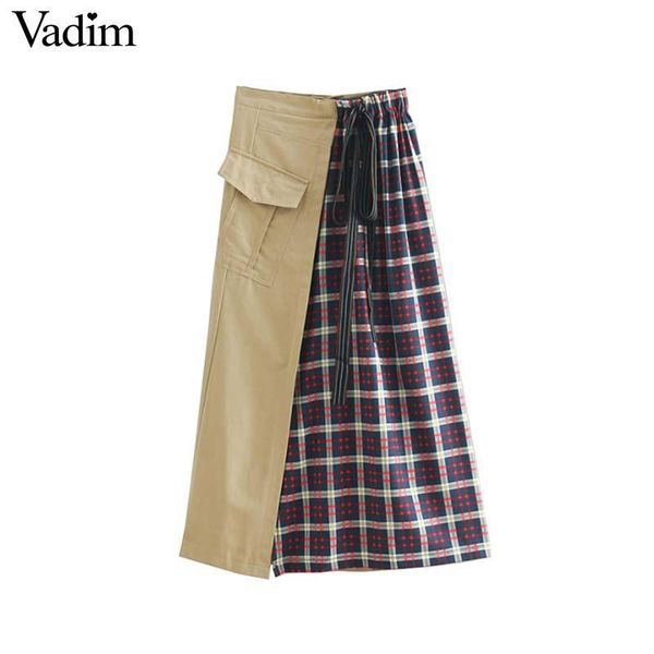 skirts vadim women patchwork plaid a skirt pockets drawstring tie elastic waist faldas mujer female casual mid calf ba250, Black
skirts vadim women patchwork plaid a skirt pockets drawstring tie elastic waist faldas mujer female casual mid calf ba250, Black