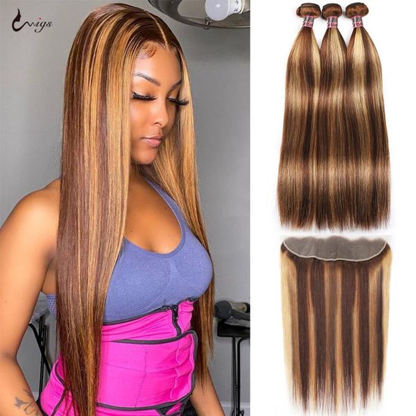 straight bundles with frontal transparent lace highlight 13x4 human hair wigs, Black;brown
straight bundles with frontal transparent lace highlight 13x4 human hair wigs, Black;brown