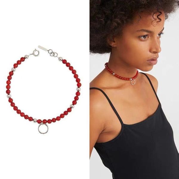 french justice clenquet ring red agate pearl necklace choker clavicle chain, Silver
french justice clenquet ring red agate pearl necklace choker clavicle chain, Silver