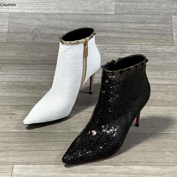 boots olomm winter women ankle rivets thin high heels pointed toe gorgeous black white party shoes us size 3-13
boots olomm winter women ankle rivets thin high heels pointed toe gorgeous black white party shoes us size 3-13