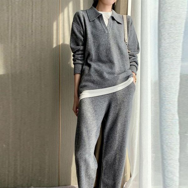 women's two piece pants women knitted pullover sweater trousers set elegant turn-down collar straight pant suits female 2021 autumn lad, White
women's two piece pants women knitted pullover sweater trousers set elegant turn-down collar straight pant suits female 2021 autumn lad, White