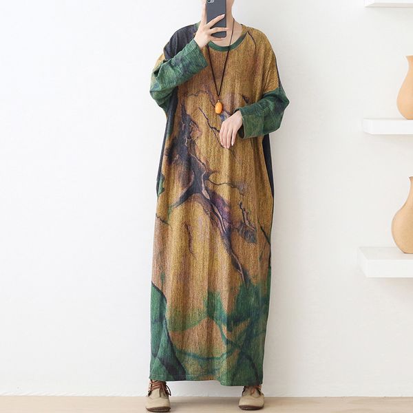 johnature women knitted print floral dresses autumn vintage warm clothes o-neck long sleeve loose female original dress 210521, Black;gray
johnature women knitted print floral dresses autumn vintage warm clothes o-neck long sleeve loose female original dress 210521, Black;gray