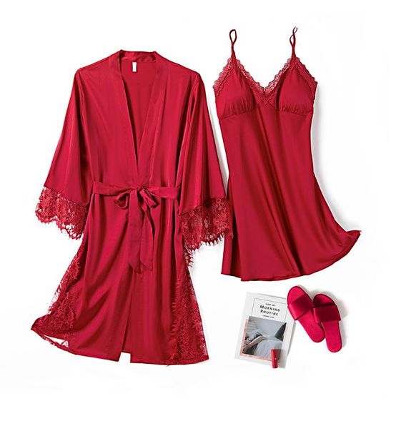 women's sleepwear soft women rayon robe sets lace floral trim 2pcs lingerie kimono nightgown v-neck strap sleepshirts lounge home d, Black;red
women's sleepwear soft women rayon robe sets lace floral trim 2pcs lingerie kimono nightgown v-neck strap sleepshirts lounge home d, Black;red