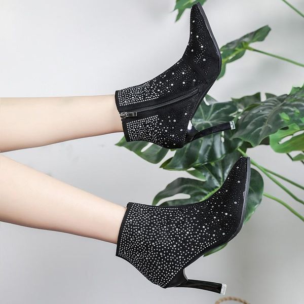 boots 2021 fashion banquet metal with stiletto super high heel pointed thin nightclub rhinestone ankle, Black
boots 2021 fashion banquet metal with stiletto super high heel pointed thin nightclub rhinestone ankle, Black