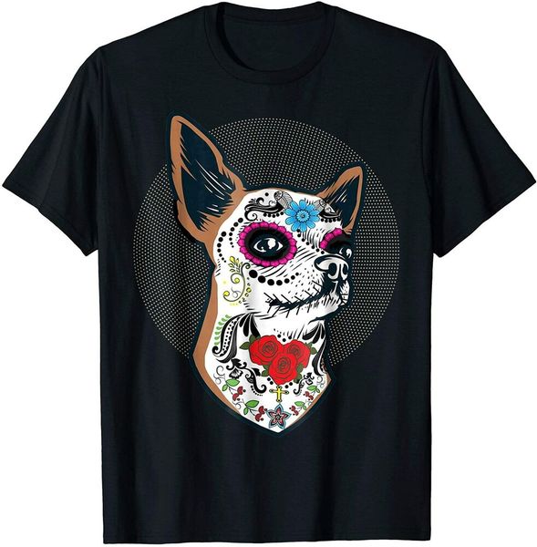 sugar skull chihuahua dog shirt perro calavera shirt size m-5xl, White;black 
sugar skull chihuahua dog shirt perro calavera shirt size m-5xl, White;black