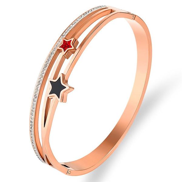 bangle rose gold color summer hollow star design for women charm armband bracelet zirconia stainless steel statement jewelry, Black
bangle rose gold color summer hollow star design for women charm armband bracelet zirconia stainless steel statement jewelry, Black