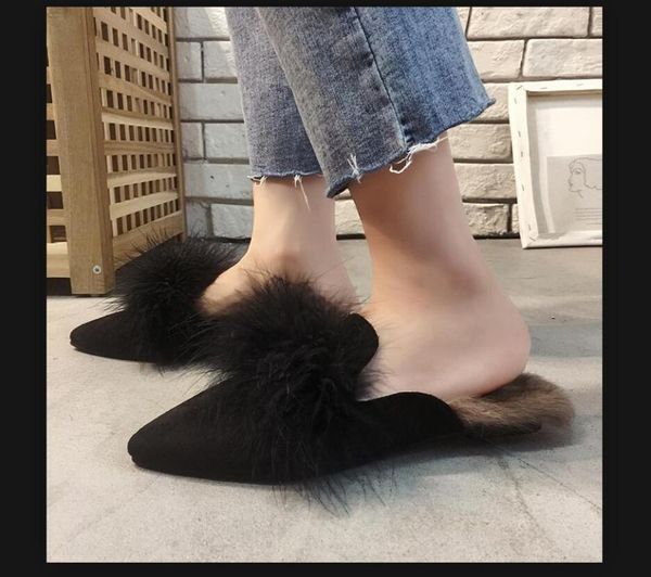 slippers maomao slipper lady fashion outside wearing 2021 autumn and winter shoes pointed toe thick heel baotou semi-slippers, Black
slippers maomao slipper lady fashion outside wearing 2021 autumn and winter shoes pointed toe thick heel baotou semi-slippers, Black