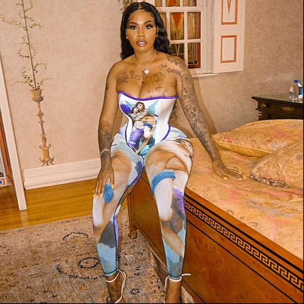 skinny sleeveless strapless jumpsuits stretchy women tracksuits activewear sporty pattern print overalls workout casual streetwear, Gray
skinny sleeveless strapless jumpsuits stretchy women tracksuits activewear sporty pattern print overalls workout casual streetwear, Gray